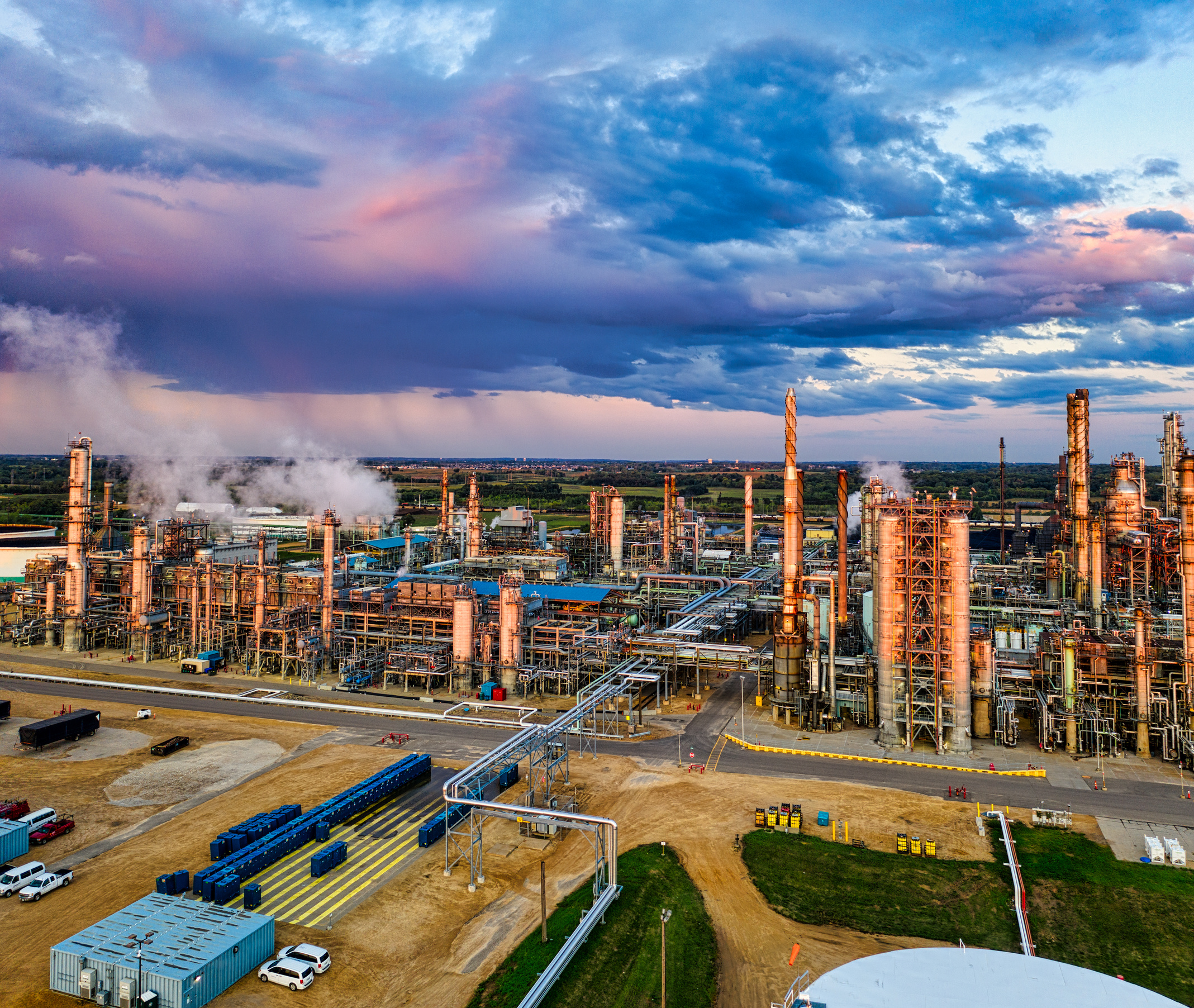 Industrial Area Under Cloudy Sky