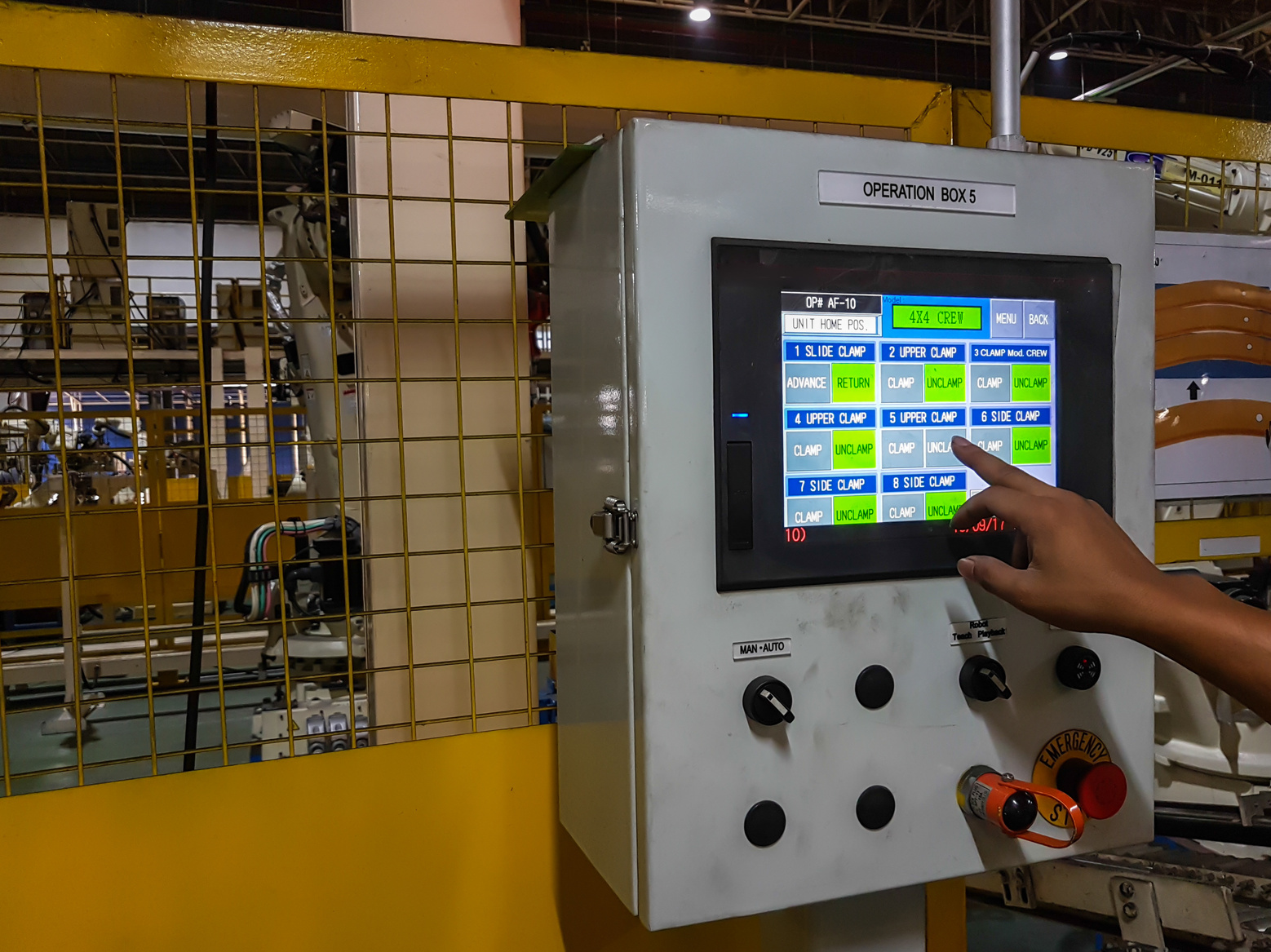 PLC control panel box in industrial production processes